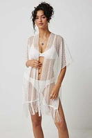 Ardene Open-Knit Swim Cover Up in White | Polyester