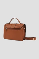 Ardene Top Handle Square Bag in Cognac | Faux Leather