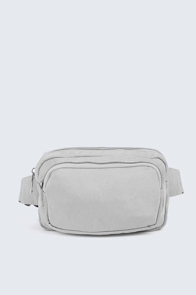 Ardene Nylon Fanny Pack in Light Grey | 100% Recycled Polyester/Nylon | Eco-Conscious