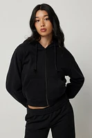 Ardene Solid Short Zip Up Hoodie in | Size | Polyester/Cotton | Fleece-Lined | Eco-Conscious