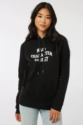 Ardene Graphic Hoodie in Black | Size | Polyester | Fleece-Lined