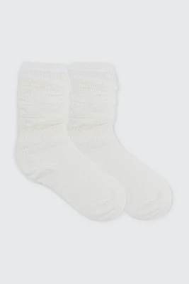 Ardene Slouchy Socks in White | Polyester/Spandex