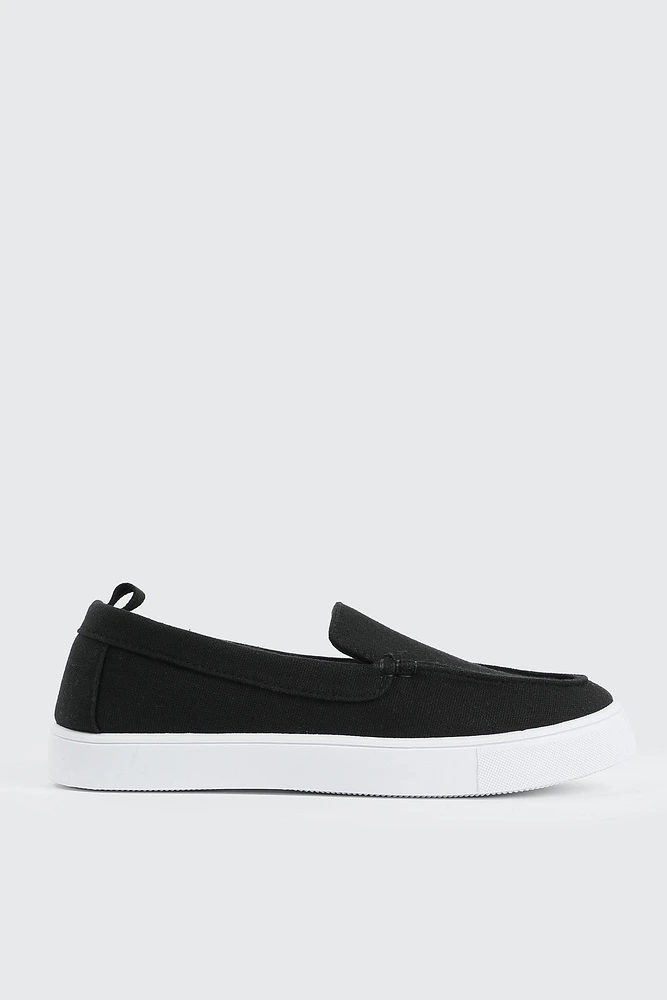 Ardene Canvas Slip On Sneakers in Black | Size | Eco-Conscious
