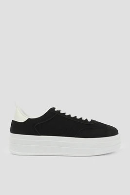 Ardene Platform Lace-Up Sneakers in | Size | Faux Suede