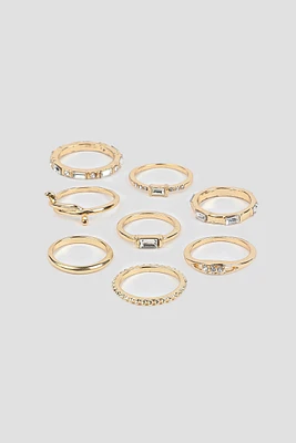 Ardene 8-Pack Assorted Thin Rings in Gold | Size