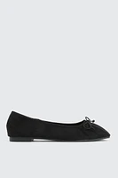 Ardene Square Toe Ballet Flats in Black | Size | Faux Suede
