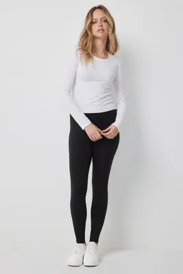 Ardene Super Soft Wide Waistband Leggings in Black | Size 2XL | Polyester/Spandex