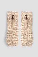 Ardene Leg Warmers with Buttons in Beige | 100% Acrylic