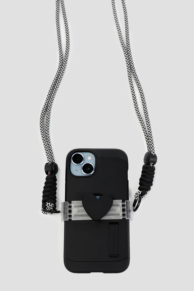 Ardene Crossbody Phone Lanyard with Clip in Black