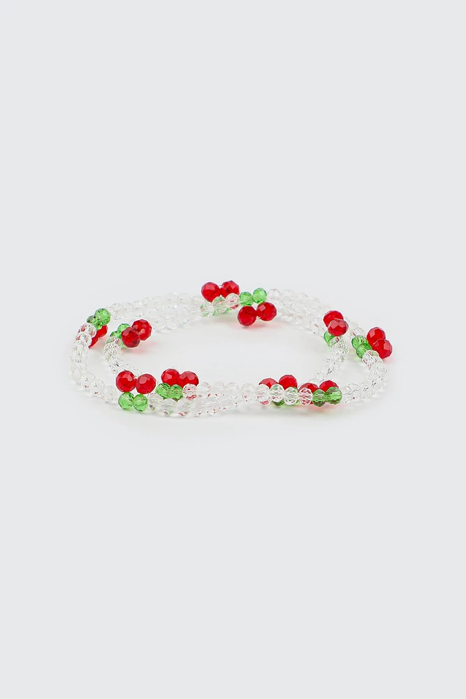 Ardene 2-Pack Stretch Cherry Bracelets in Clear