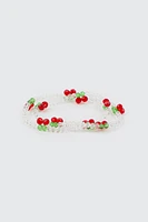 Ardene 2-Pack Stretch Cherry Bracelets in Clear