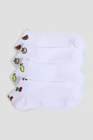 Ardene 4-Pack of Fruit Print Ankle Socks in White | Polyester/Spandex