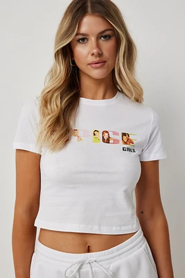 Ardene The Spice Girls Graphic Baby Tee in White | Size