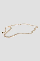 Ardene Rhinestone Chain Belt in Gold