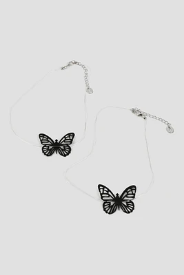 Ardene 2-Pack Butterfly Chokers in Black