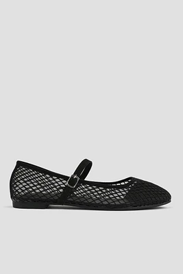 Ardene Fishnet Mary Janes in Black | Size