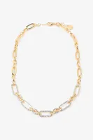 Ardene Pave Mix Chain Link Necklace in Gold