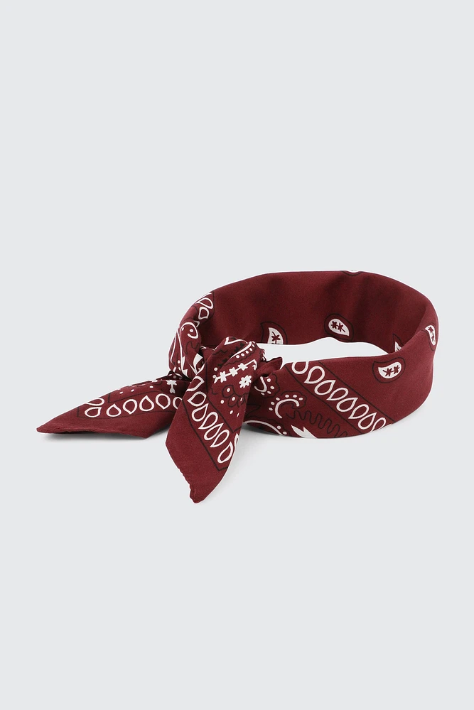 Ardene Dark Red Paisley Bandana in Burgundy | Polyester