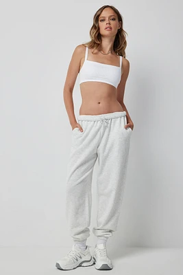 Ardene Solid Baggy Sweatpants in Light Grey | Size | Polyester/Cotton | Fleece-Lined | Eco-Conscious