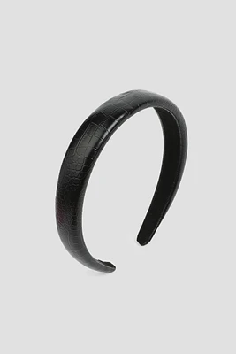 Ardene Faux Leather Headband in Black