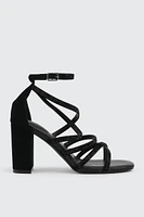 Ardene Embellished Strappy Heel Sandals in | Size | Faux Leather/Faux Suede