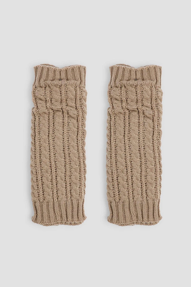 Ardene Cable Knit Leg Warmers in Beige | 100% Acrylic