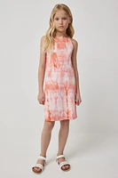 Ardene Kids Tie-Dye Tank Dress in Orange | Size | Cotton/Elastane