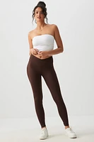 Ardene Super Soft Crossover Waist Leggings in Brown | Size | Polyester/Spandex