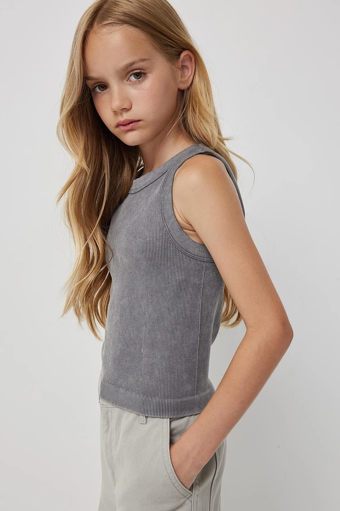 Ardene Kids Seamless Pigment Dye Tank Top in Grey | Size | Nylon/Elastane