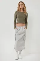Ardene Long Cargo Skirt in Light | Size | Spandex/Cotton