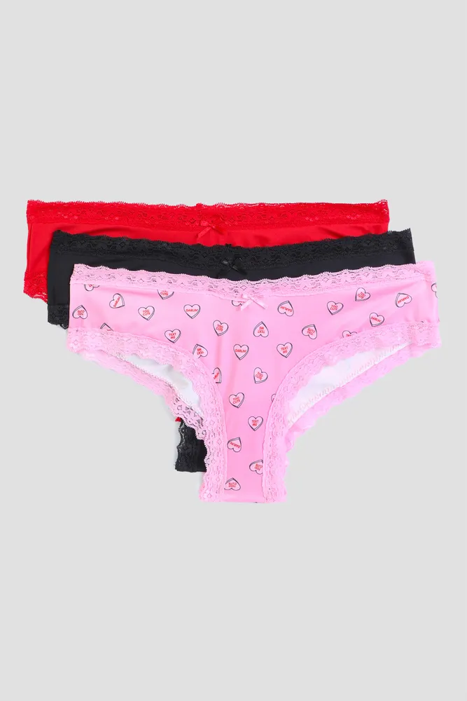 Ardene 3-Pack Microfiber Cheeky Panties, Size, Polyester/Spandex
