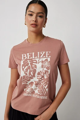 Ardene Classic Graphic T-Shirt in Blush | Size | Cotton | Eco-Conscious