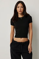 Ardene Crop Seamless Crew Neck T-Shirt in | Size | Polyester/Nylon/Elastane | Eco-Conscious