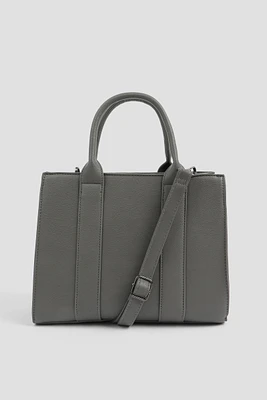 Ardene Small Tote Bag in Dark Grey | 100% Recycled Polyester/Faux Leather | Eco-Conscious