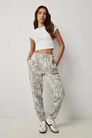 Ardene Baggy Camo Sweatpants in Light Grey | Size | Polyester/Cotton | Fleece-Lined