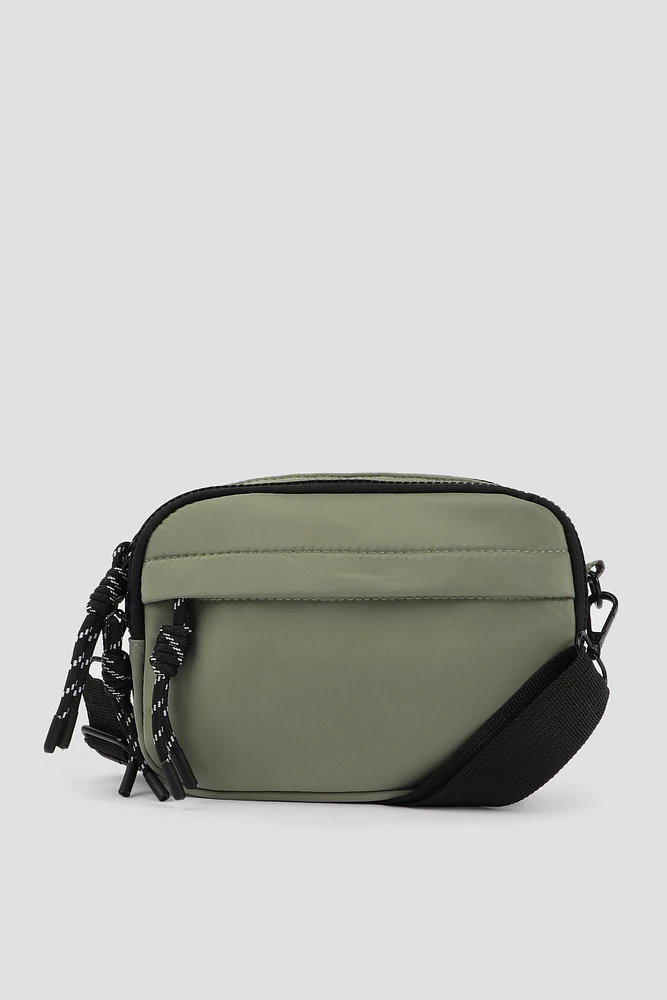 Ardene Nylon Fanny Pack with Multiple Pockets in Khaki | Eco-Conscious