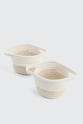 Ardene 2-Piece Nesting Rope Baskets in Beige