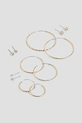 Ardene 6-Pack of Hoop and Embellished Stud Earrings in Gold | Stainless Steel