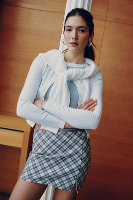 Ardene Mini Skirt with Slit in | Size | Polyester/Elastane/Polyamide