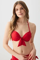 Ardene Front Knot Bikini Top in Red | Size | Polyester/Nylon/Elastane | Microfiber