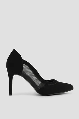 Ardene Black Mesh & Faux Suede Pumps | Size | Eco-Conscious