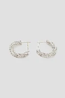 Ardene 20 MM Rhinestone Hoop Earrings in Silver | Stainless Steel