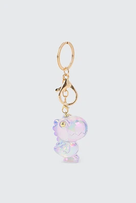 Ardene Iridescent Dinosaur Keychain in Lilac