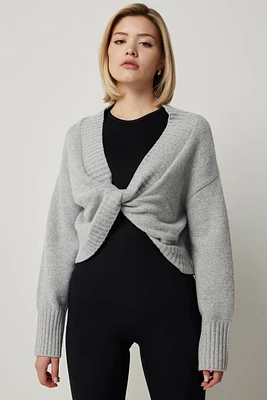 Ardene Faux Wrap Sweater Shrug in Grey | Size | Polyester/Spandex | Eco-Conscious