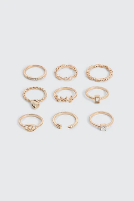 Ardene 9-Pack Assorted Gold Rings | Size