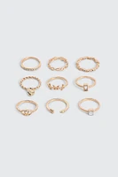 Ardene 9-Pack Assorted Gold Rings | Size