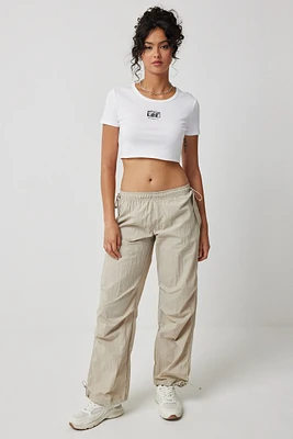 Ardene Regular Rise Parachute Pants in Beige | Size | Polyamide