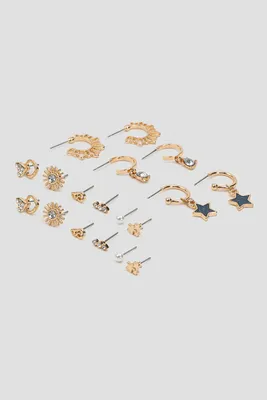 Ardene 9-Pack Celestial Earrings in Gold | Stainless Steel
