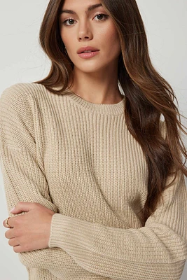 Ardene Basic Crew Neck Sweater in Beige | Size | Eco-Conscious | 100% Recycled