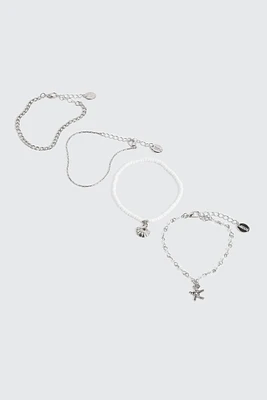 Ardene 4-Pack Assorted Sea Bracelets in Silver